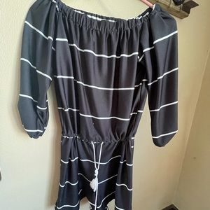 Small black and white off the shoulder romper